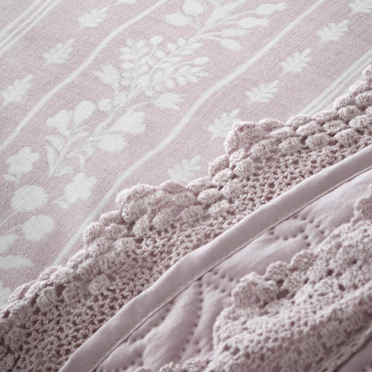 Bridgerton By Catherine Lansfield Silhouette Floral Lace Bedspread Pink