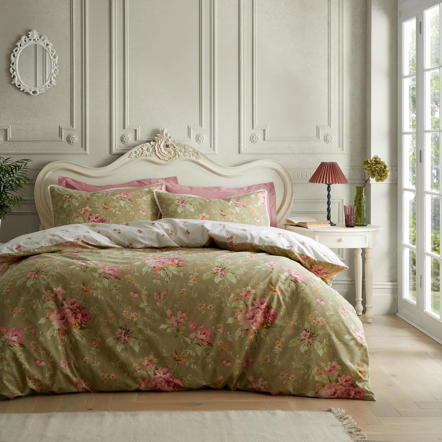 Bridgerton By Catherine Lansfield Penelope Floral Reversible  Duvet Cover Set with Pillowcases