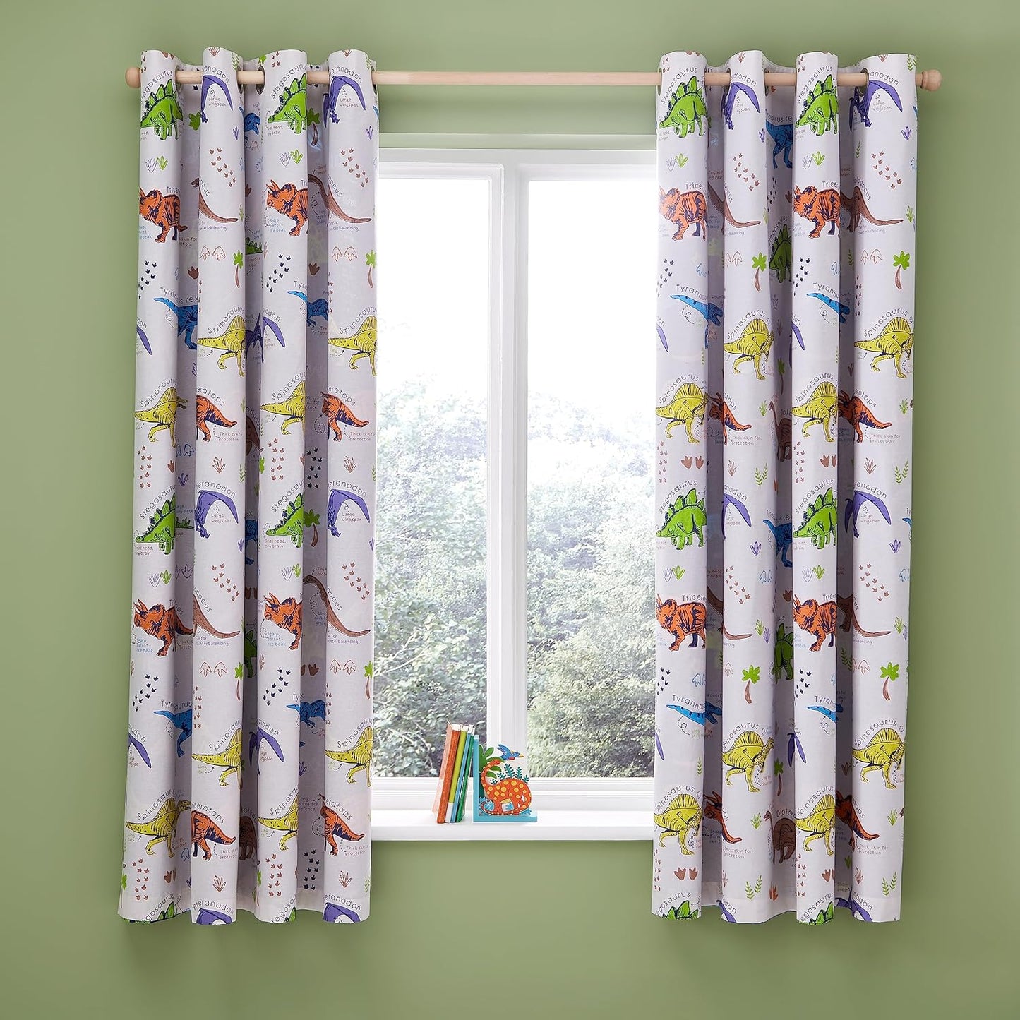 Catherine Lansfield Prehistoric Dinosaurs Fully Reversible Two Curtain Panels