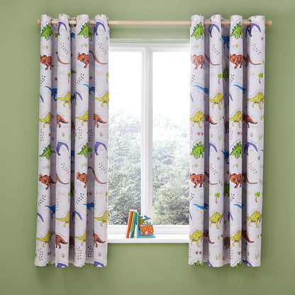 Catherine Lansfield Prehistoric Dinosaurs Fully Reversible Two Curtain Panels