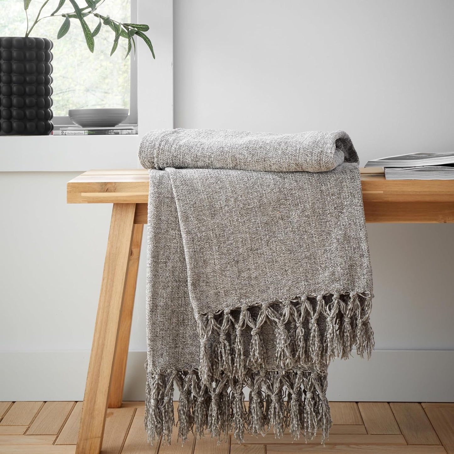 Catherine Lansfield Wilson Plain Chenille Blanket Throw