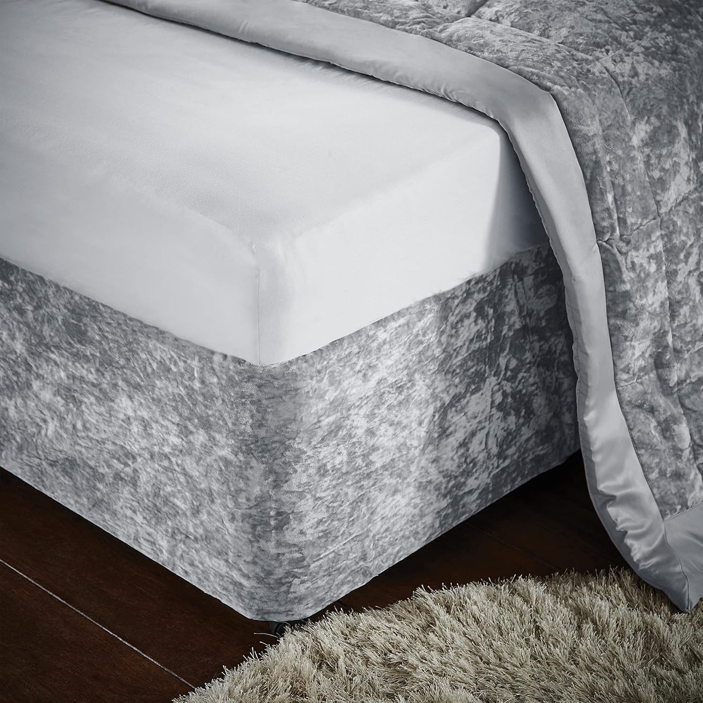 Catherine Lansfield Crushed Velvet  Elasticated Divan Base Wrap