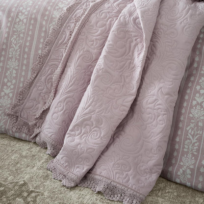 Bridgerton By Catherine Lansfield Silhouette Floral Lace Bedspread Pink