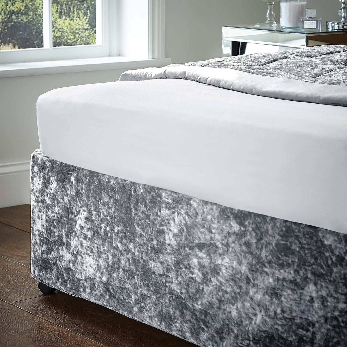 Catherine Lansfield Crushed Velvet  Elasticated Divan Base Wrap