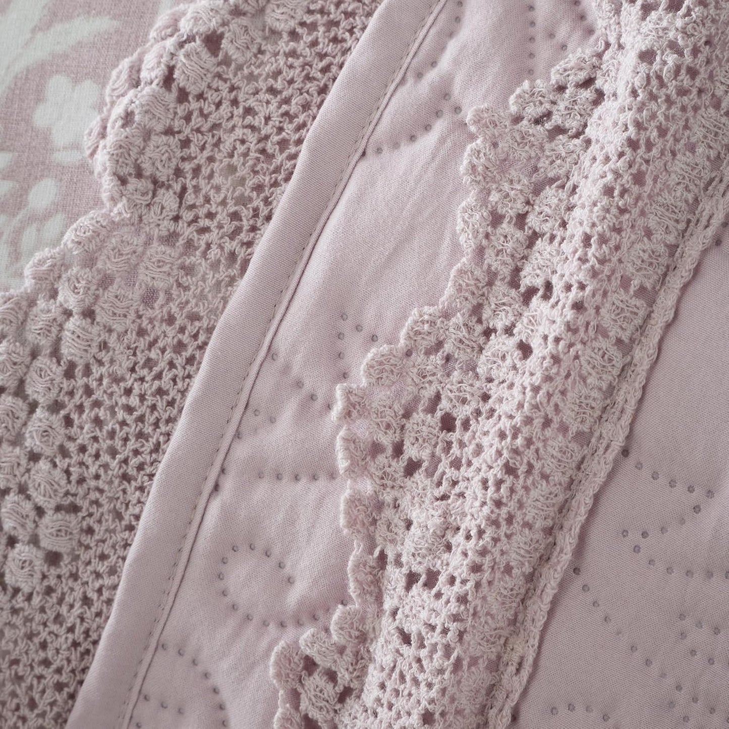 Bridgerton By Catherine Lansfield Silhouette Floral Lace Bedspread Pink