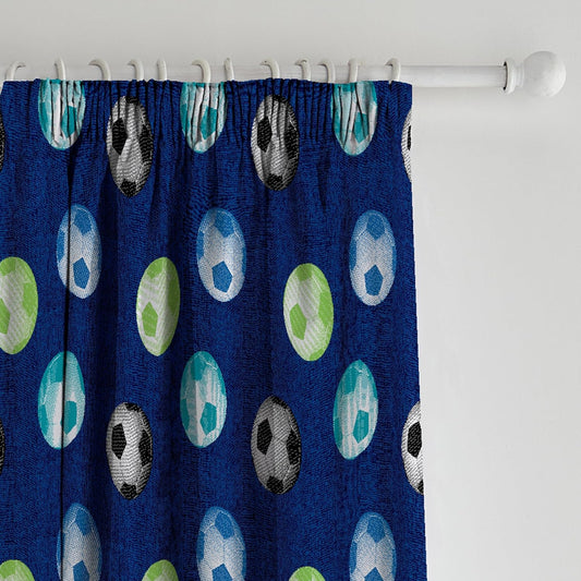 Catherine Lansfield Kids Football Lined Pencil Pleat Curtains Two Panels