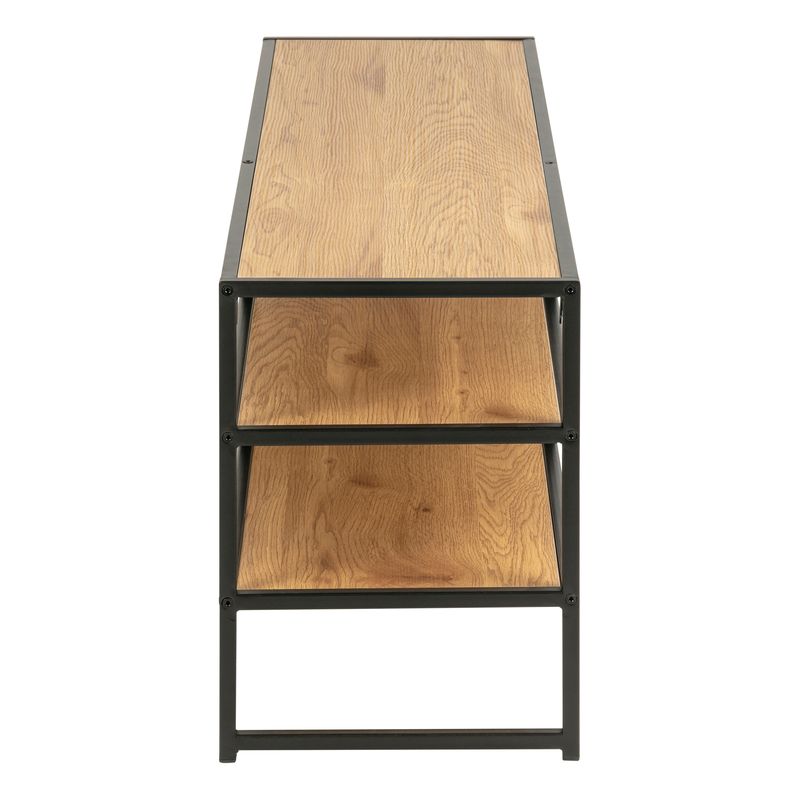 Seaford Black Metal Open TV Unit with 3 Shelves