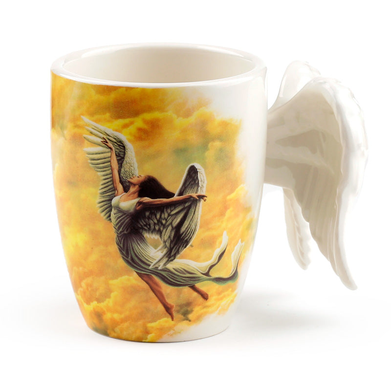 Shaped Handle Ceramic Mug - Angel Wings