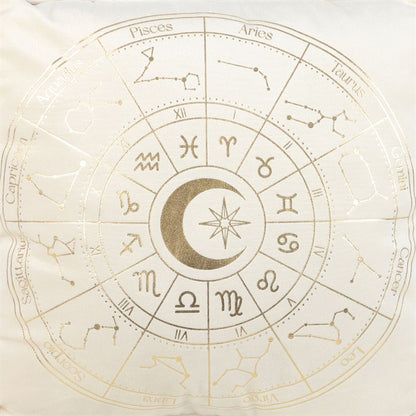 35cm Square Off White Astrology Wheel Cushion