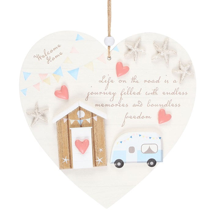 Life on the Road Shell Caravan Hanging Heart