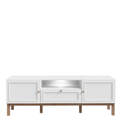 Wensley 2 Door 1 Drawer TV Unit in Light Grey and Oak inc LED Lighting