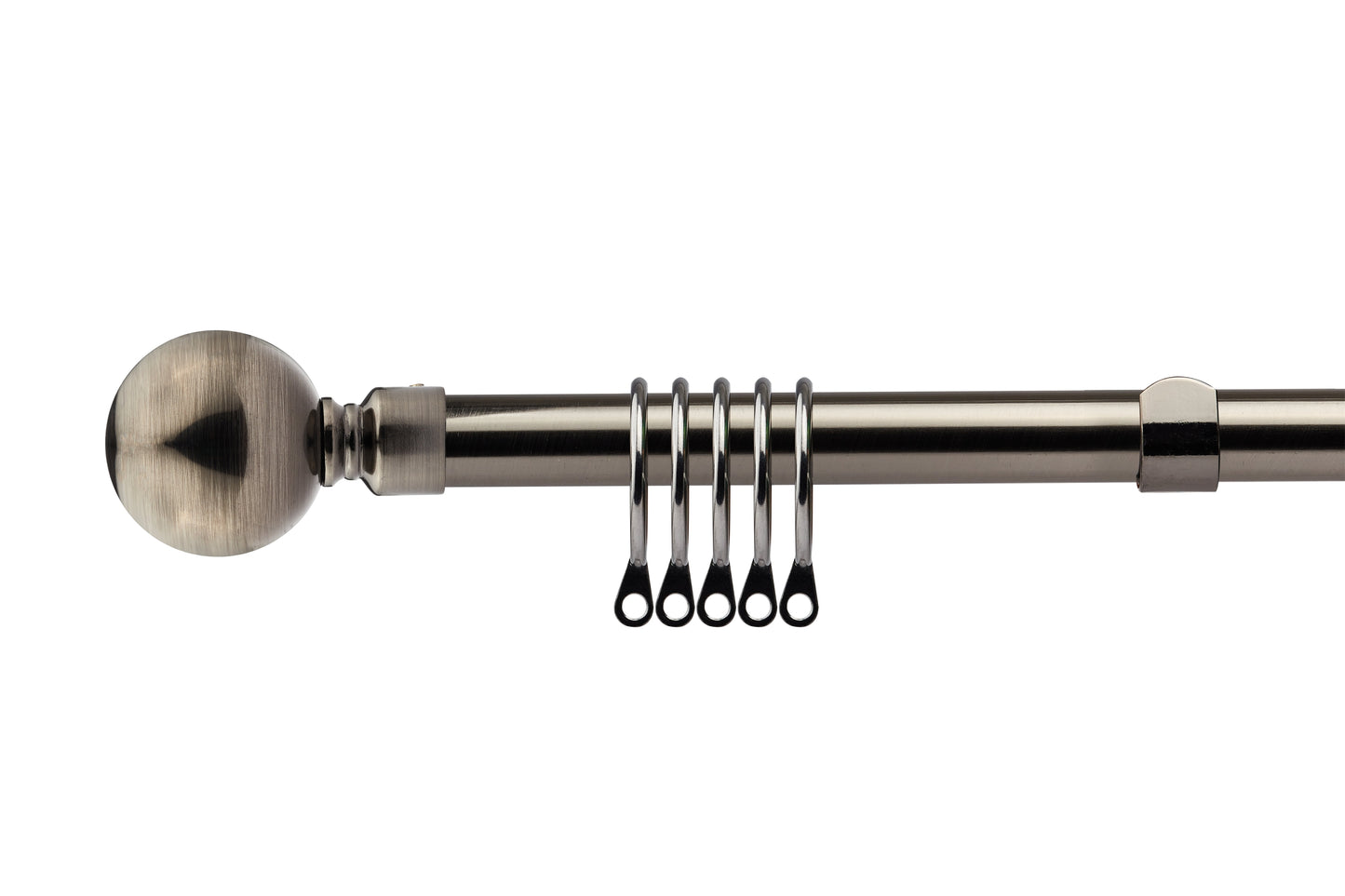 Ball - Extendable Curtain Pole with rings and pair of end finials