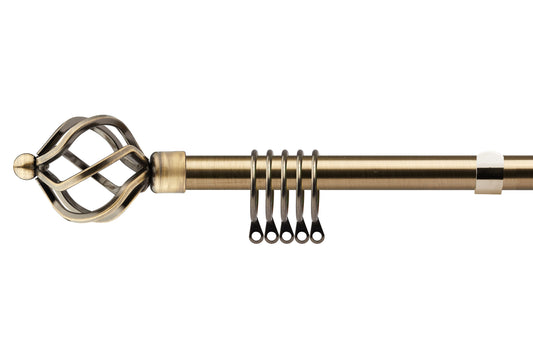 Bird Cage - Extendable Curtain Pole with rings and pair of end finials