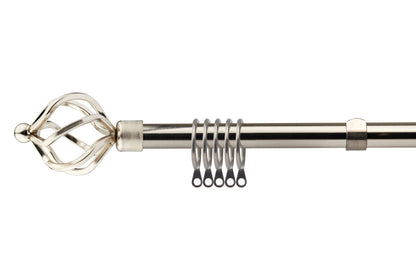 Bird Cage - Extendable Curtain Pole with rings and pair of end finials