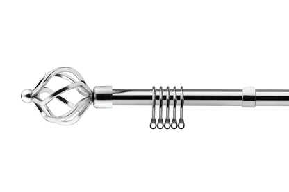 Bird Cage - Extendable Curtain Pole with rings and pair of end finials