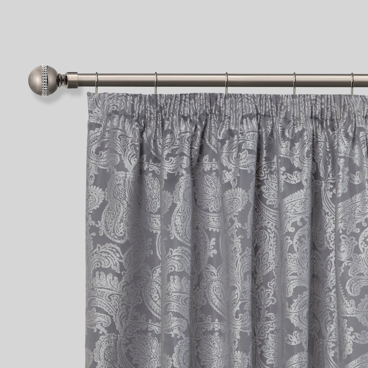 Bling Diamond - Extendable Curtain Pole with rings and pair of end finials