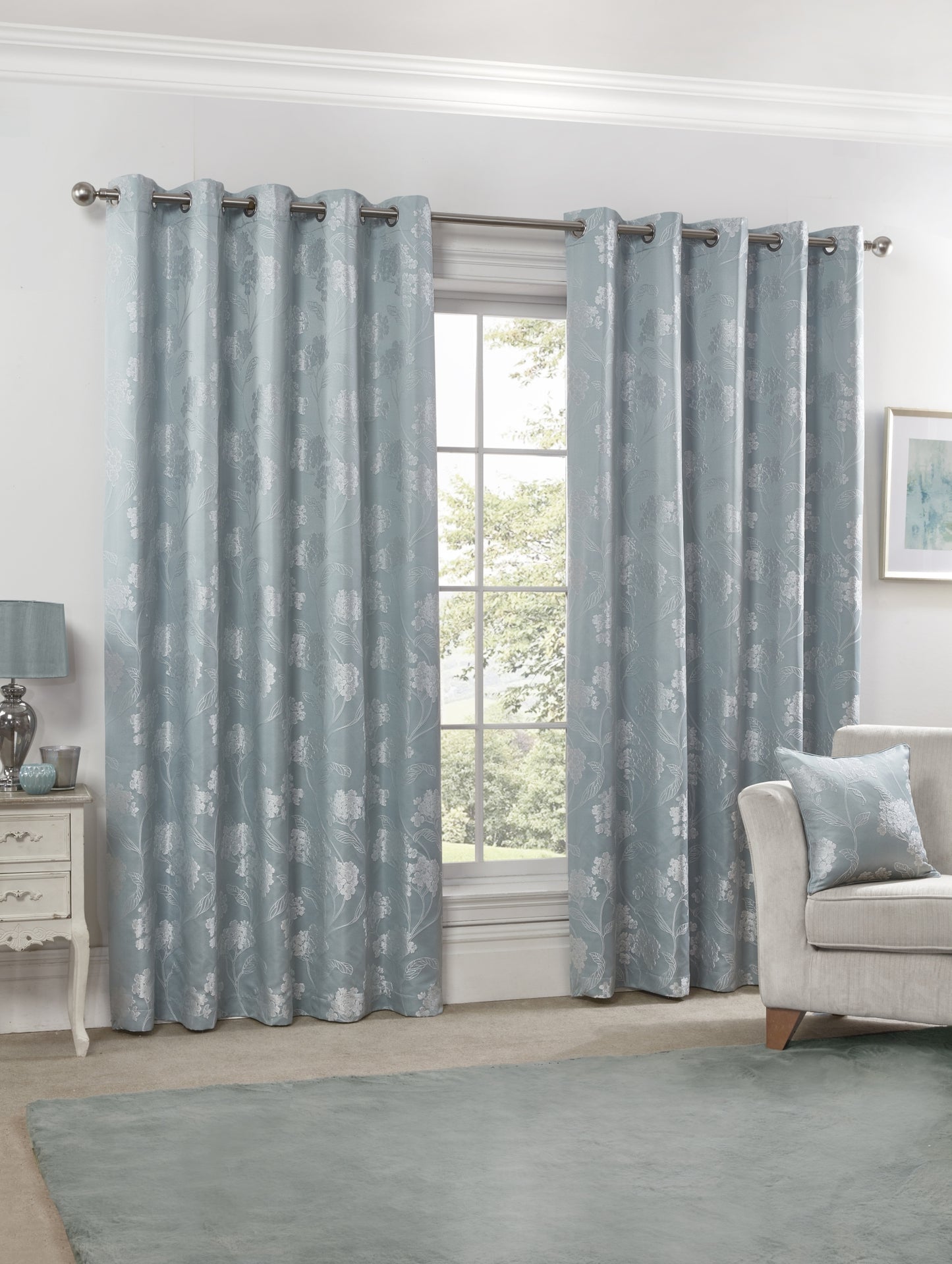 Blossom - Lined Eyelet Jacquard Curtains