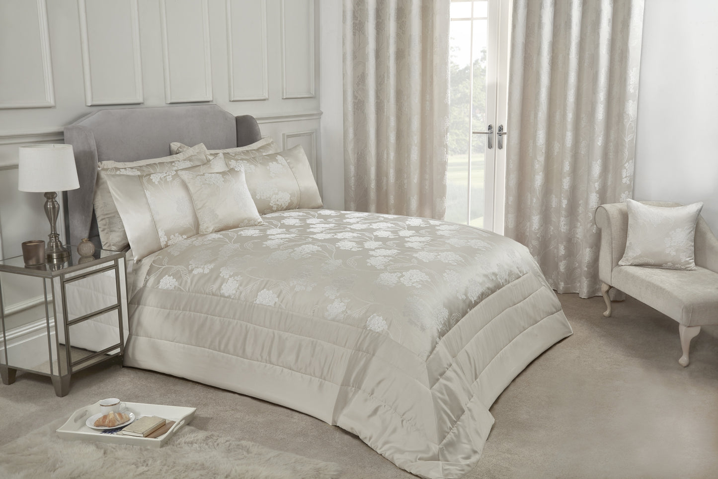 Blossom - Embellished Jacquard Quilted Bedspread Set