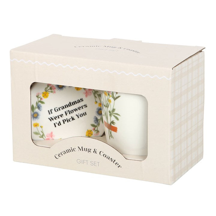 If Grandmas Were Flowers Floral Mug & Coaster Set