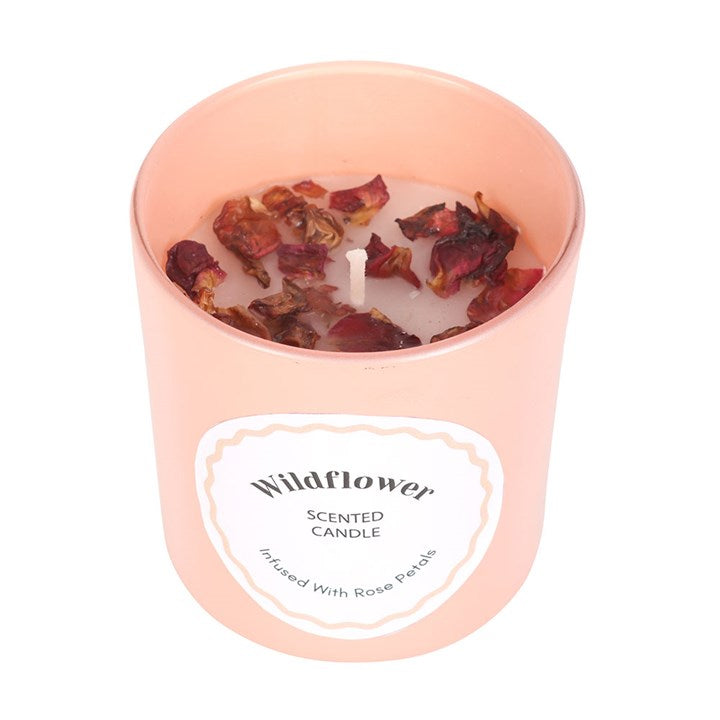 Wildflower Candle with Rose Petals