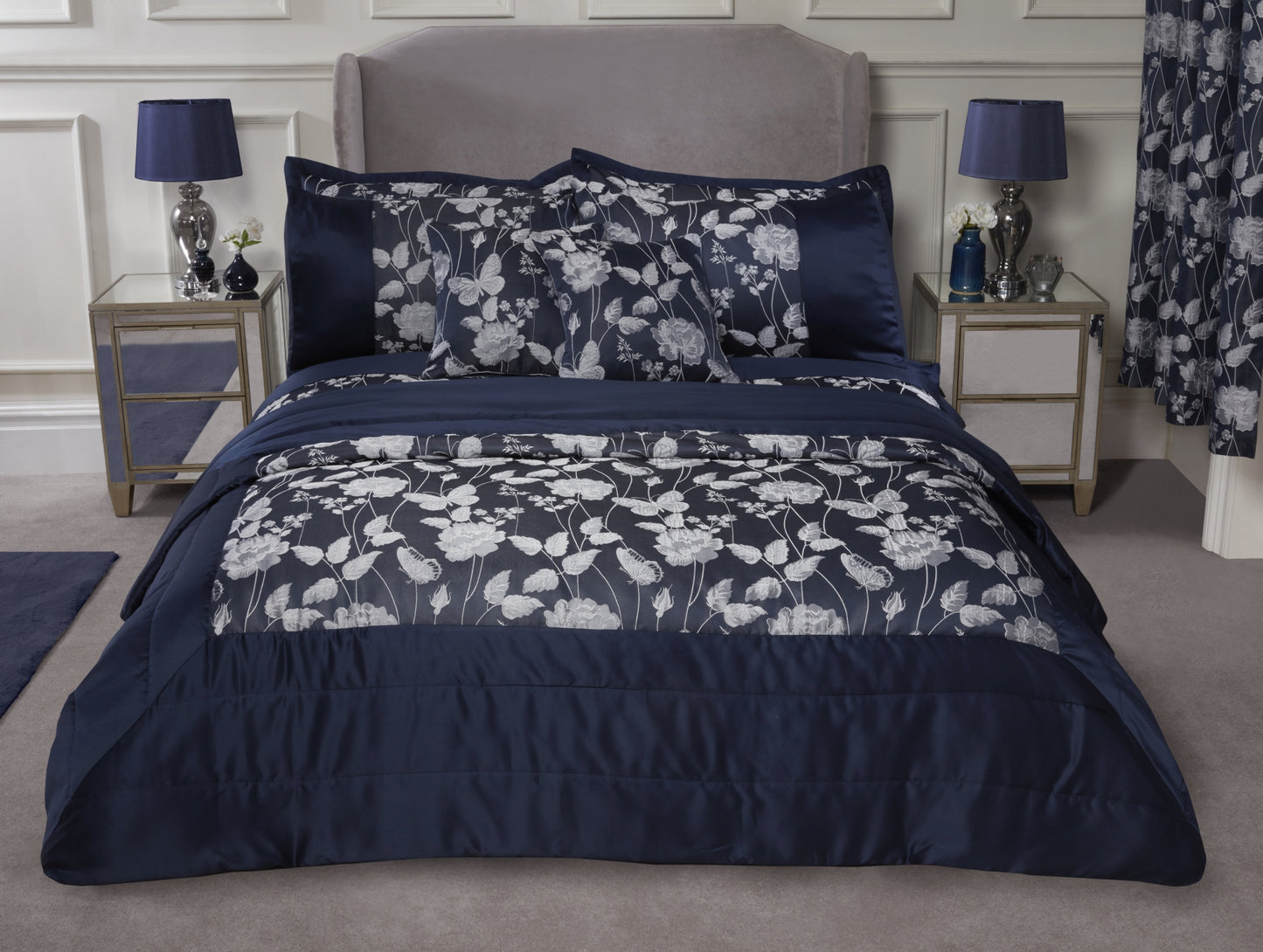 Butterfly Meadow - Embellished Jacquard Quilted Bedspread Set