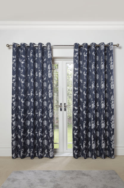 Butterfly Meadow - Lined Eyelet Jacquard Curtains