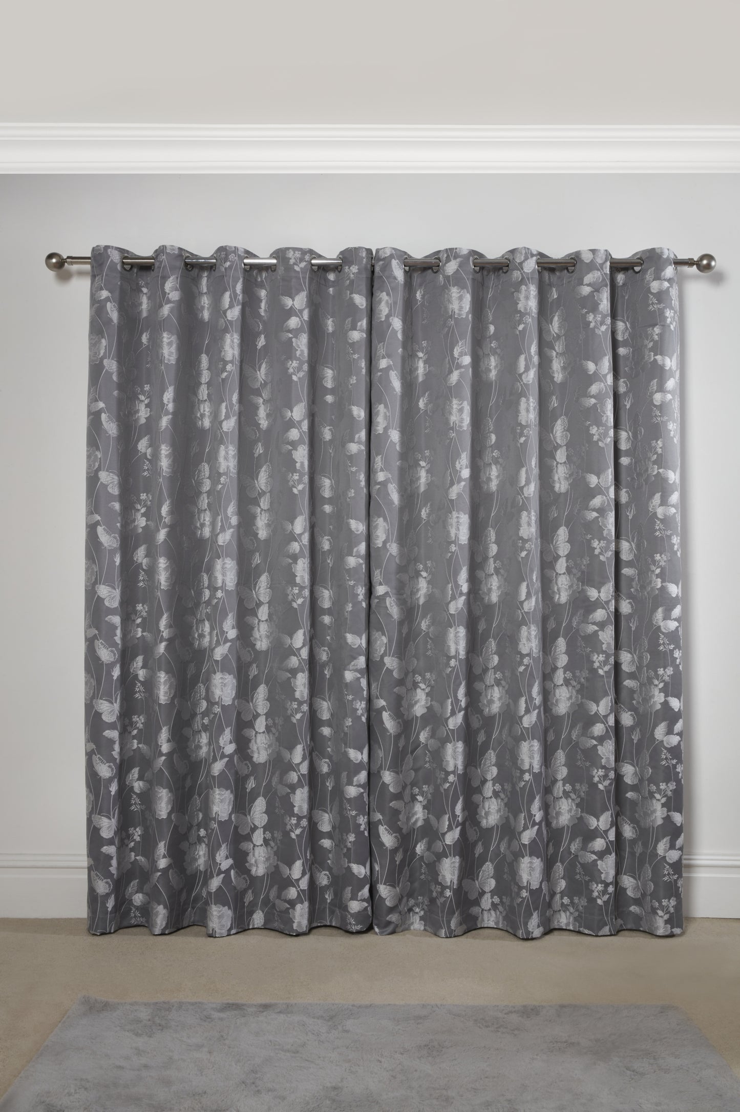 Butterfly Meadow - Lined Eyelet Jacquard Curtains