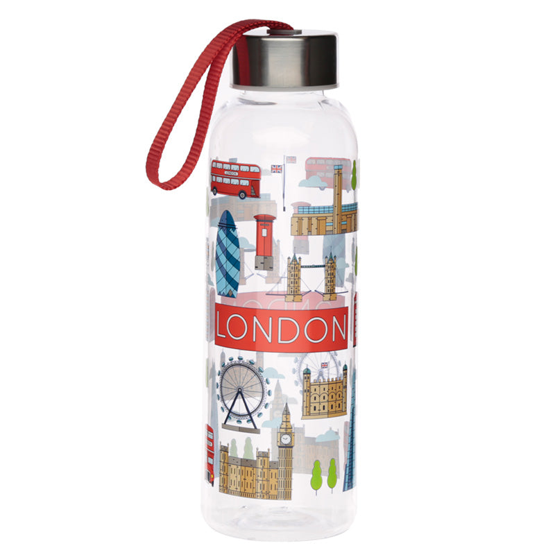 Reusable Water Bottle with Metallic Lid - London Icons