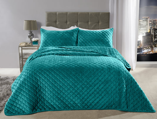 Regent - Quilted Soft Touch Velvet Bedspread Set