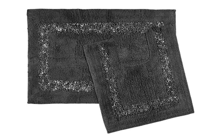 Diamante Sparkle Bath Mat & Pedestal Bathroom Toilet Set