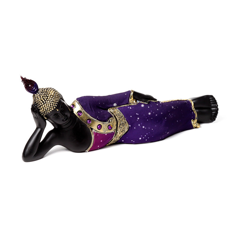 Decorative Thai Buddha Figurine - Purple & Black Reclining