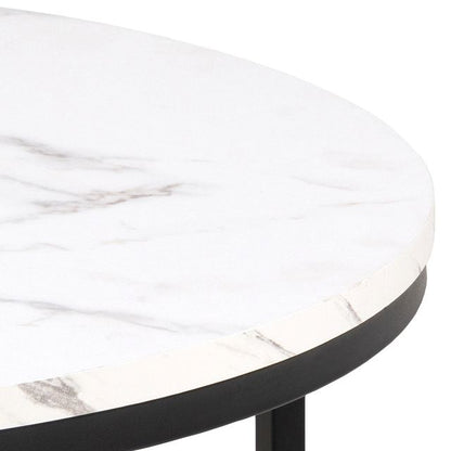 Spiro Coffee Table with Marble Melamine Top & Black Legs