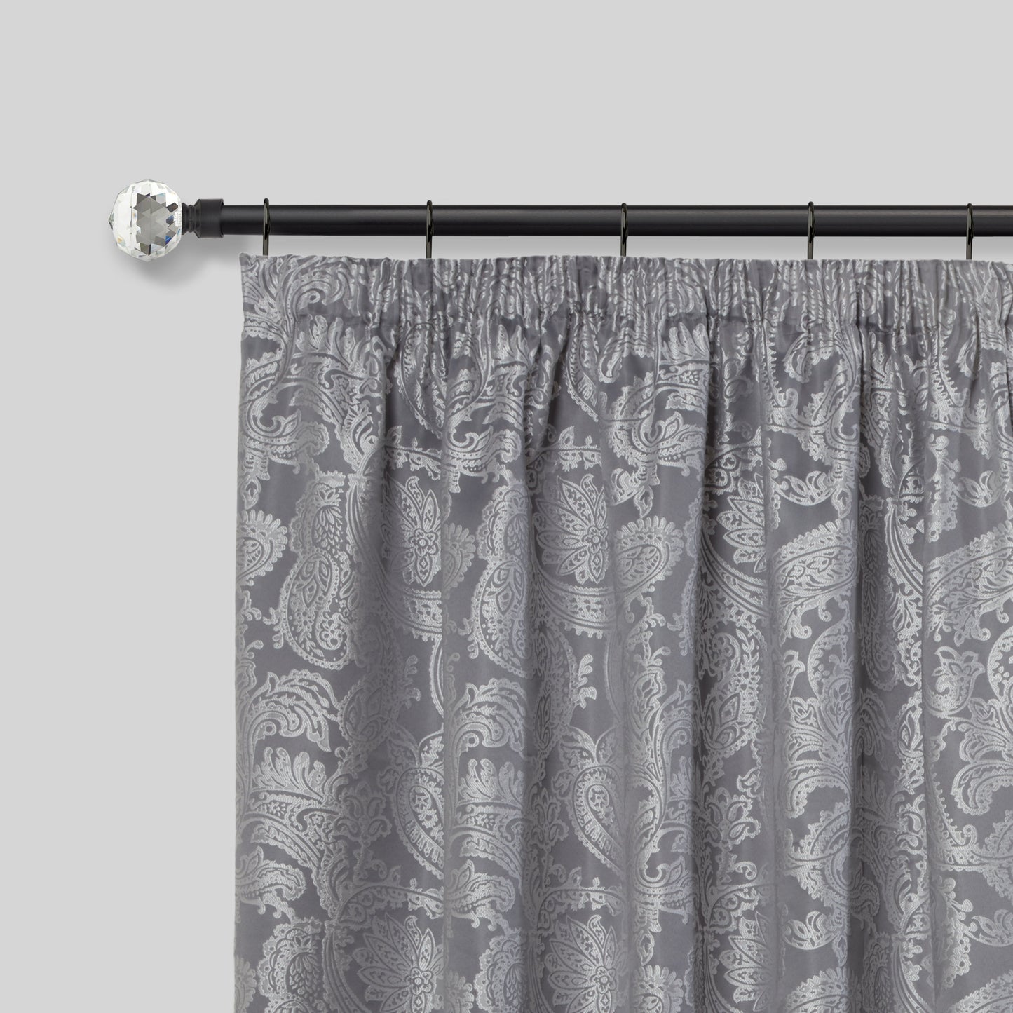 Crystal - Extendable Curtain Pole with rings and pair of end finials