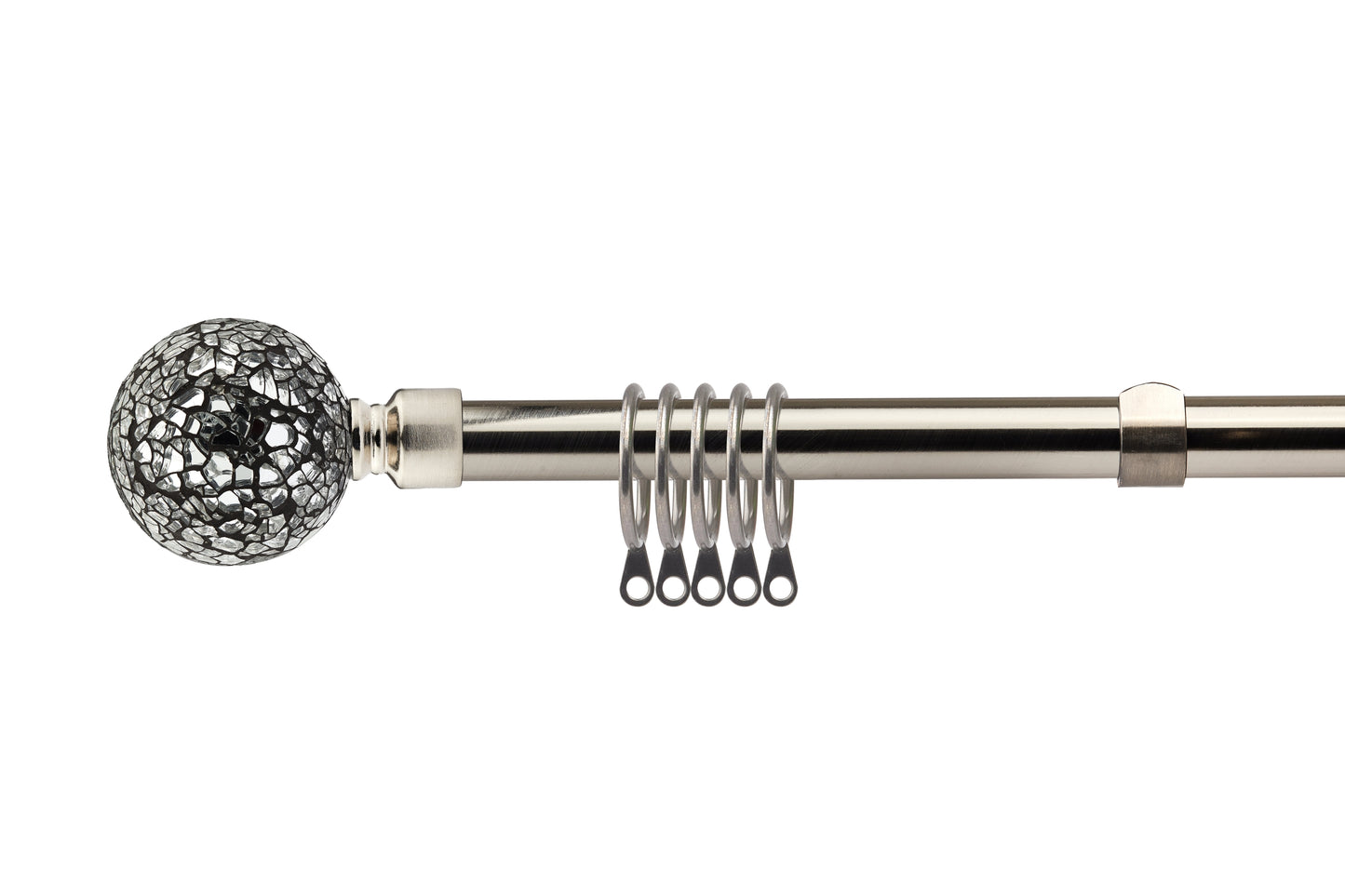 Cut Glass - Extendable Curtain Pole with rings and pair of end finials