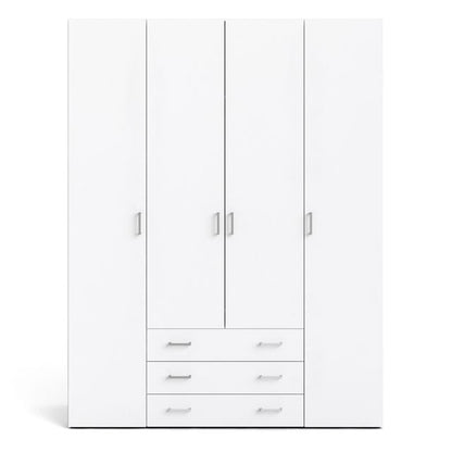 Space Wardrobe 4 Doors 3 Drawers in White 2001