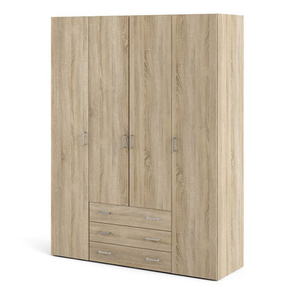 Space Wardrobe 4 Doors 3 Drawers in Oak 2001