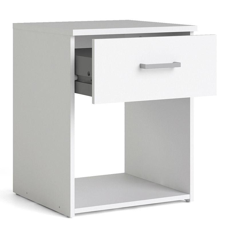Space Package - Bedside 1 Drawer + Chest of 3 Drawers + Wardrobe with 2 Doors in White