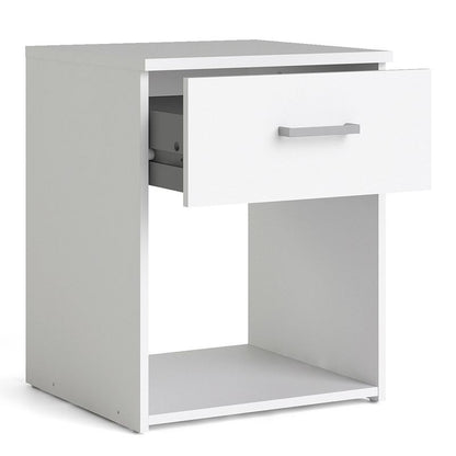 Space Package - Bedside 1 Drawer + Chest of 3 Drawers + Wardrobe with 2 Doors in White