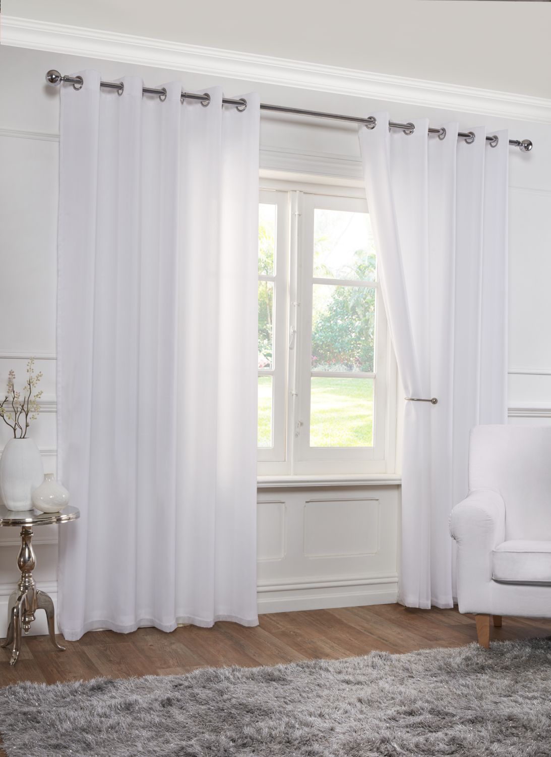 Lined Eyelet Voile Curtain Pair