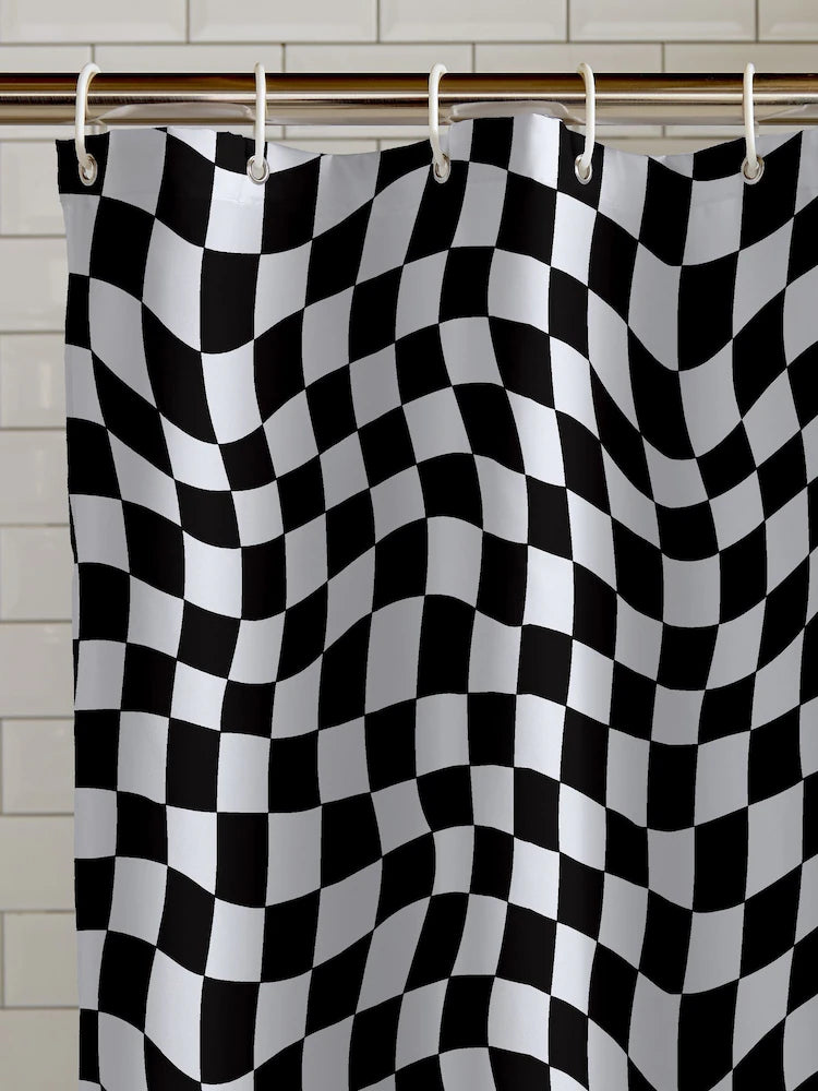 Catherine Lansfield Checkerboard Shower Curtain Panel