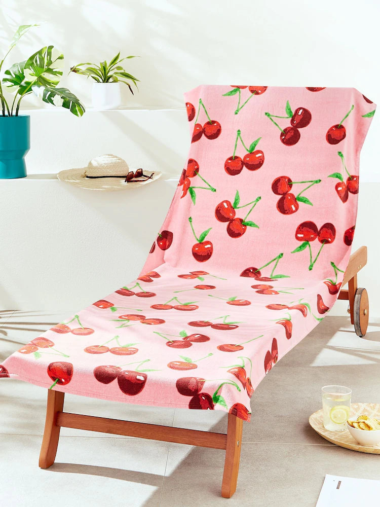 Catherine Lansfield Cherries Cotton Beach Sun Lounger Towel