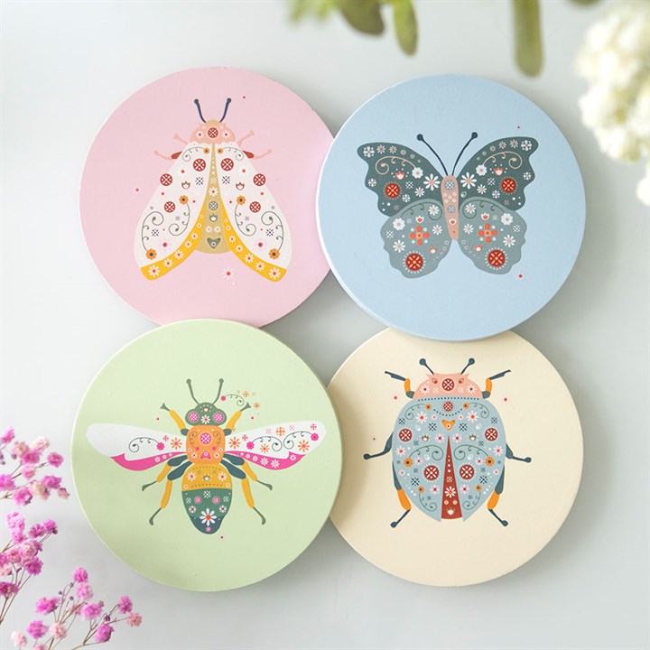 Floral Bug Coaster Set