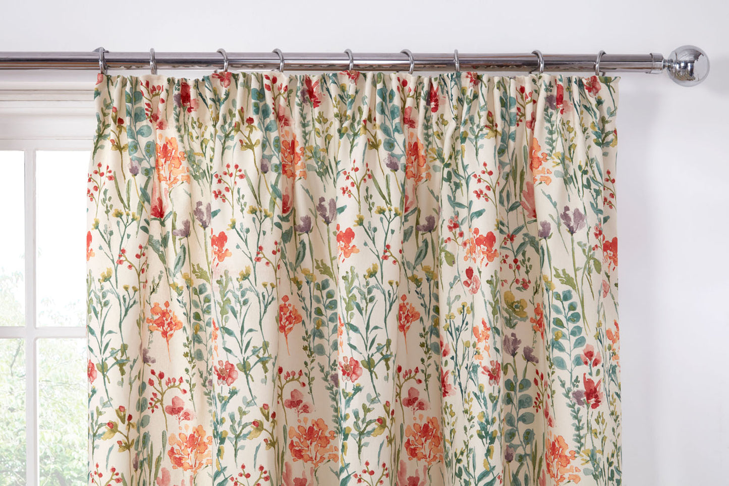 Amaryllis Floral Multi Pencil Pleat Curtains