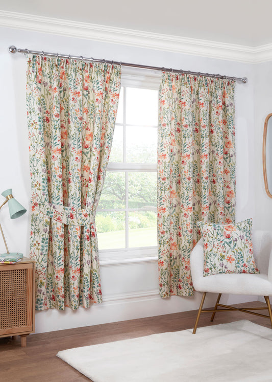 Amaryllis Floral Multi Pencil Pleat Curtains