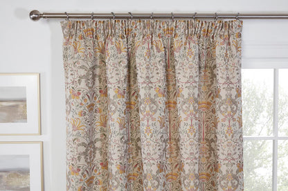 Kyoto Floral Jacquard Lined Pencil Pleat Curtains