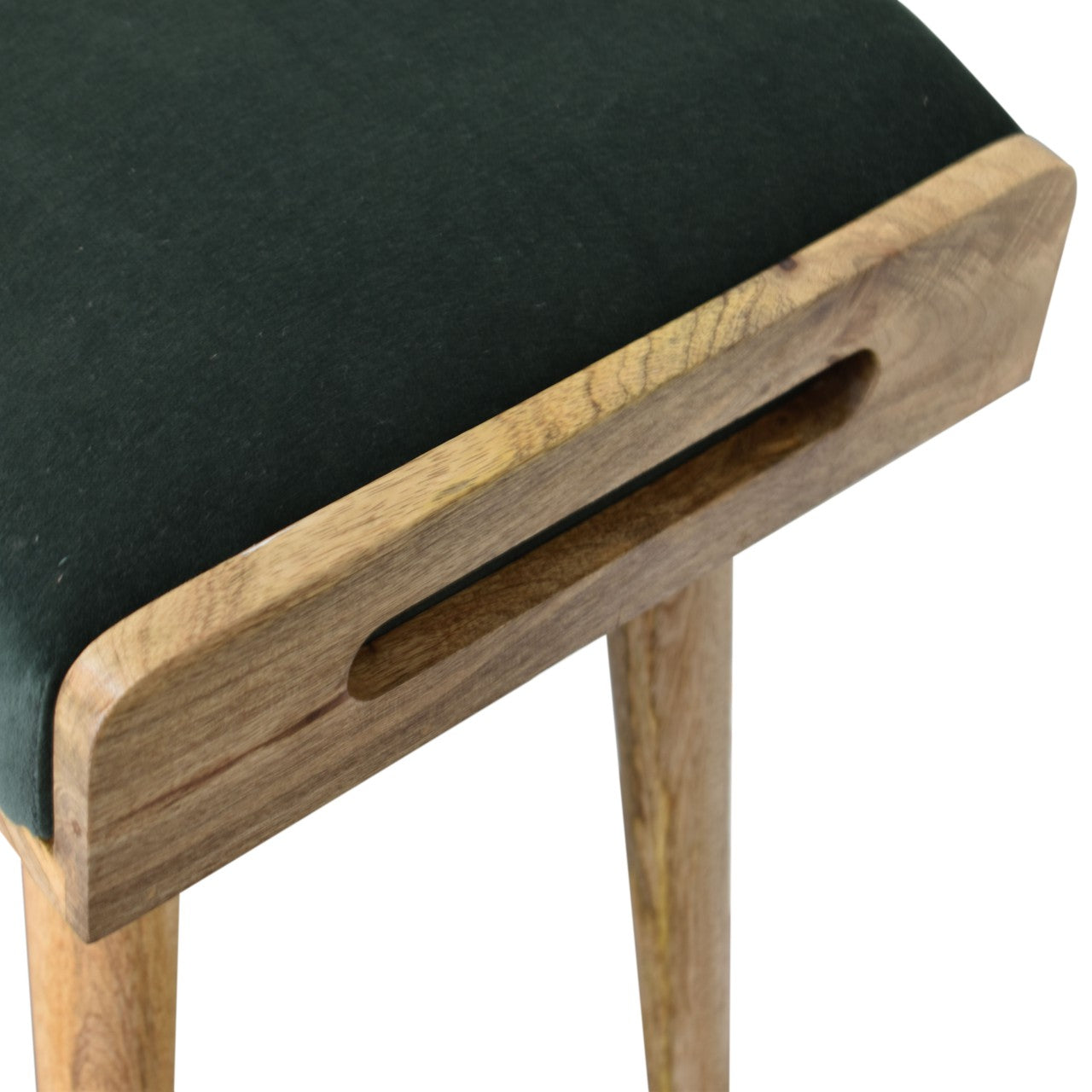 Emerald Velvet Tray Style Footstool