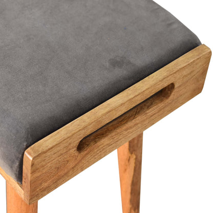 Grey Velvet Tray Style Footstool