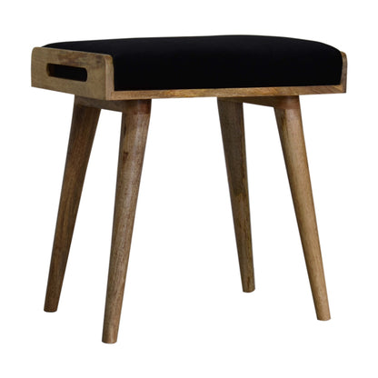 Black Velvet Tray Style Footstool