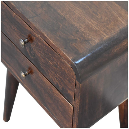 Curved Dark Walnut Bedside