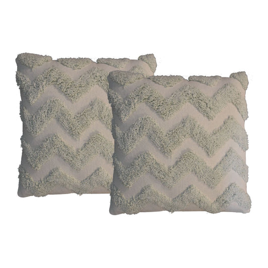 Sage Green Zig-zag Cushion Set of 2